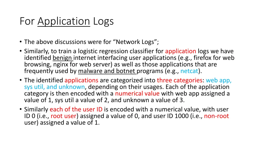 for application logs