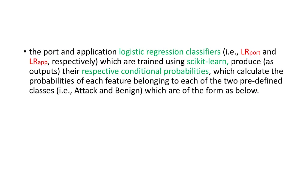 the port and application logistic regression