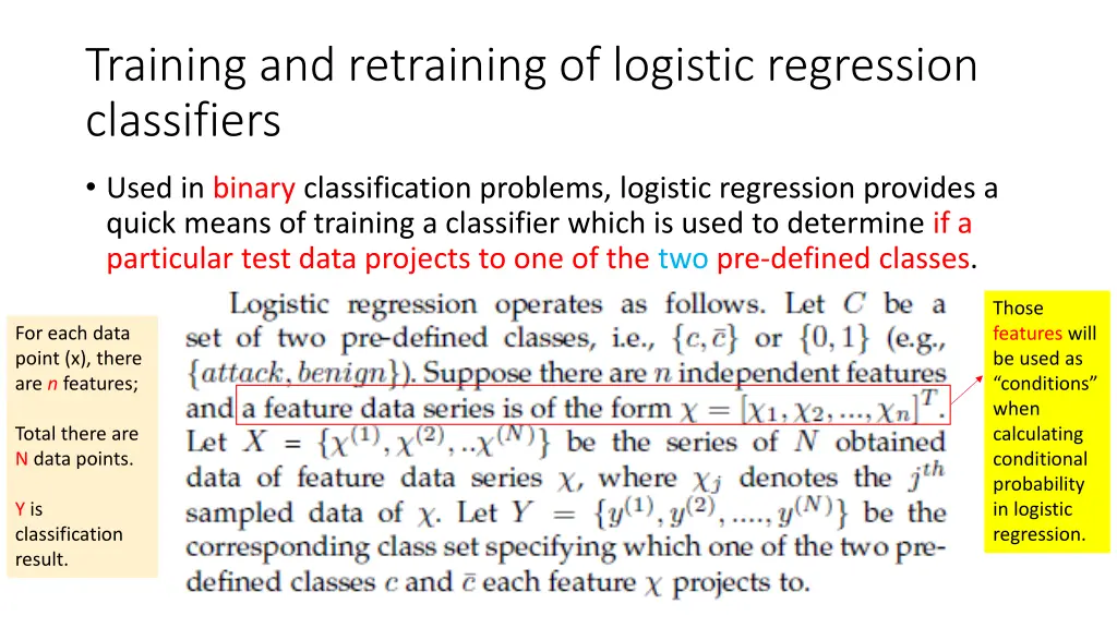 training and retraining of logistic regression