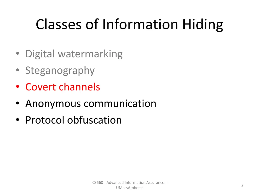 classes of information hiding