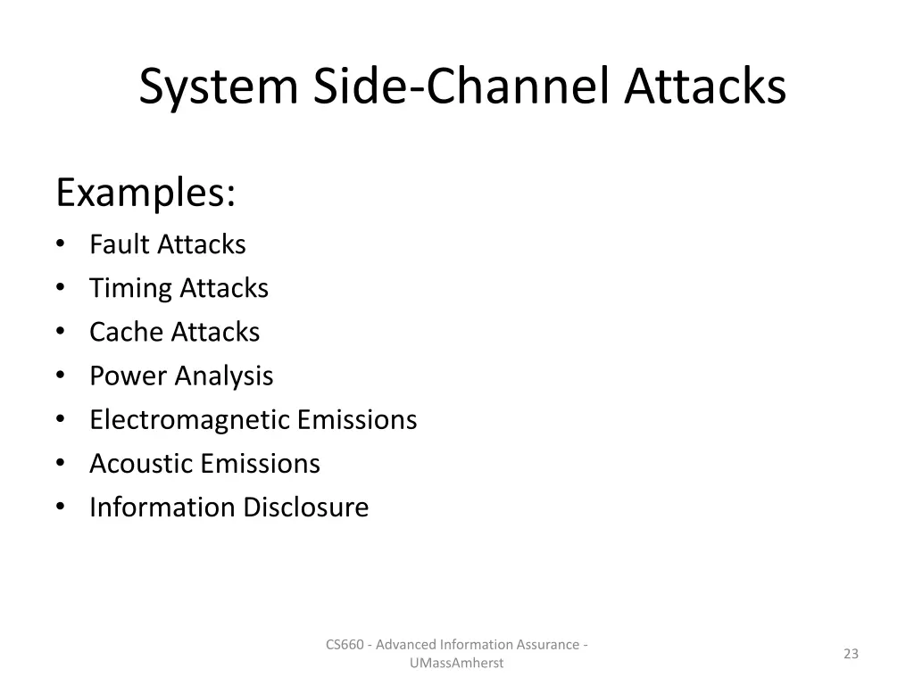 system side channel attacks