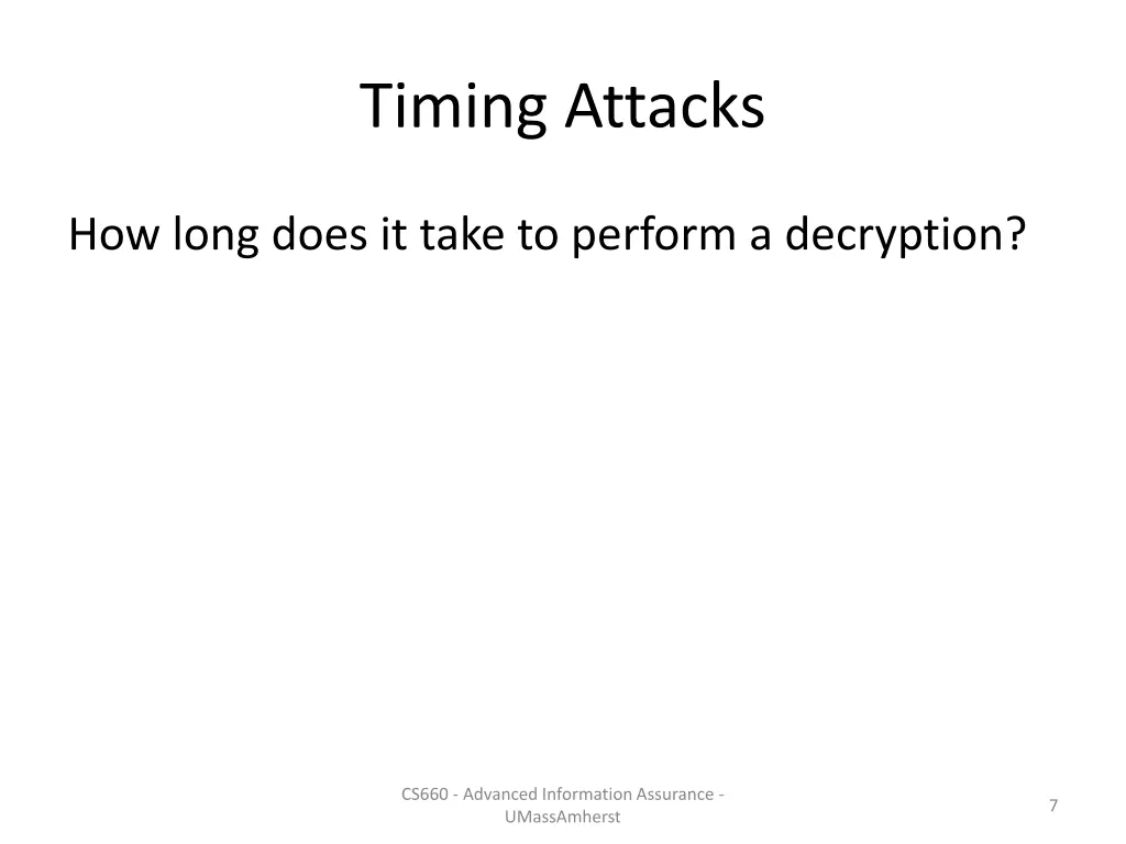 timing attacks