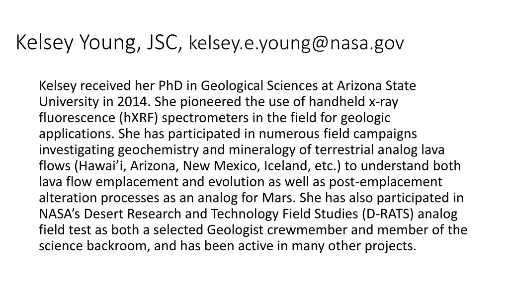 kelsey young jsc kelsey e young@nasa gov