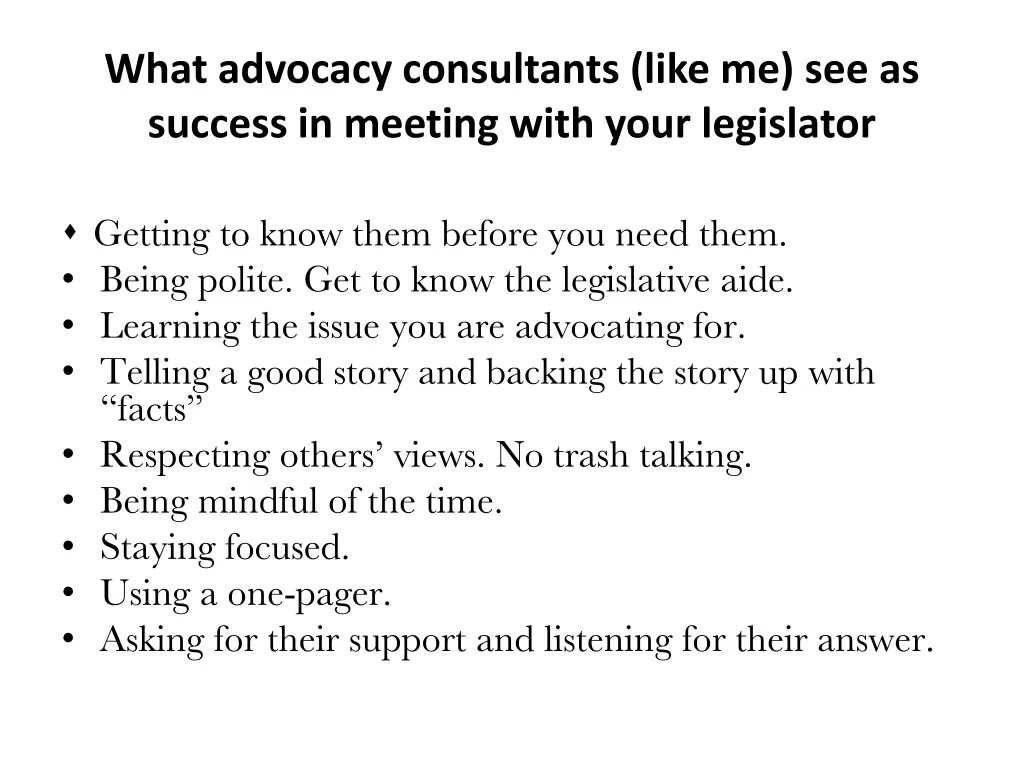 what advocacy consultants like me see as success