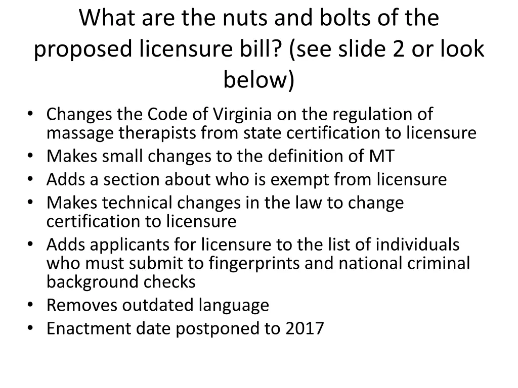 what are the nuts and bolts of the proposed