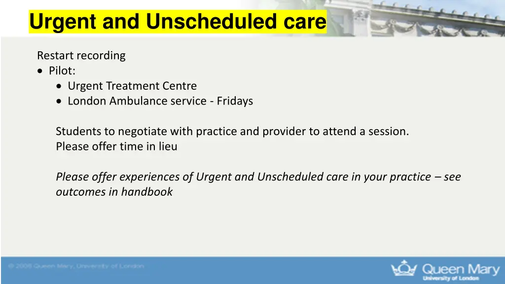 urgent and unscheduled care