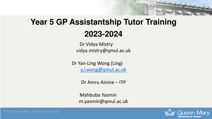 year 5 gp assistantship tutor training 2023 2024