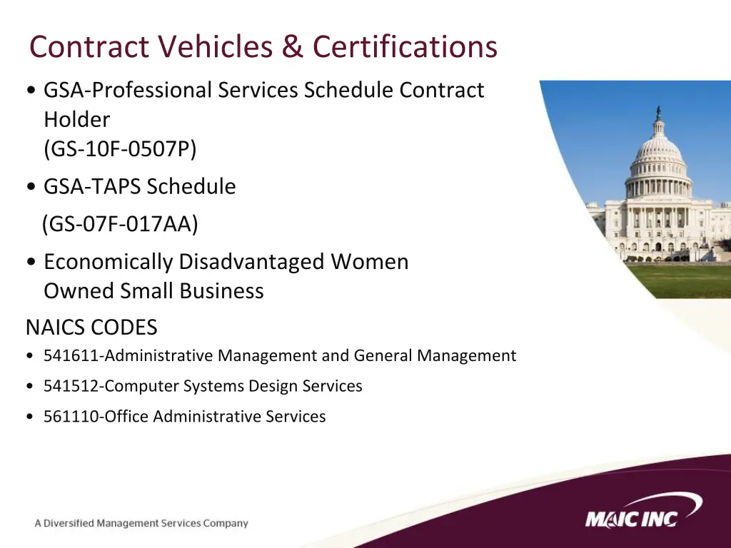 contract vehicles certifications