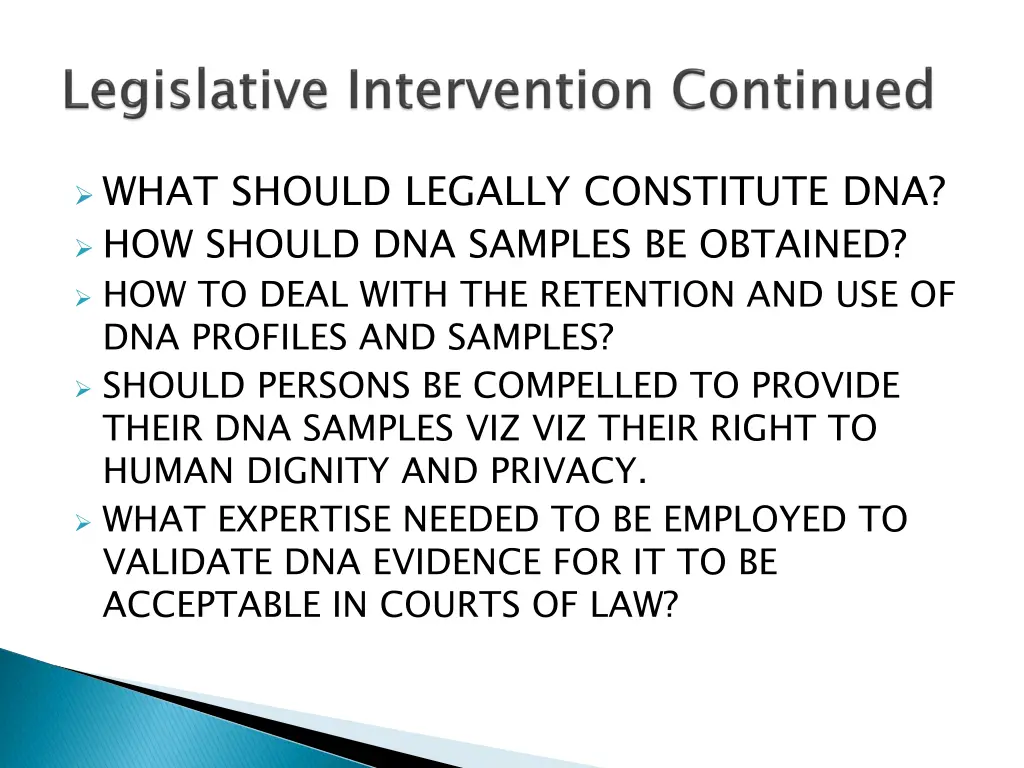 what should legally constitute dna how should