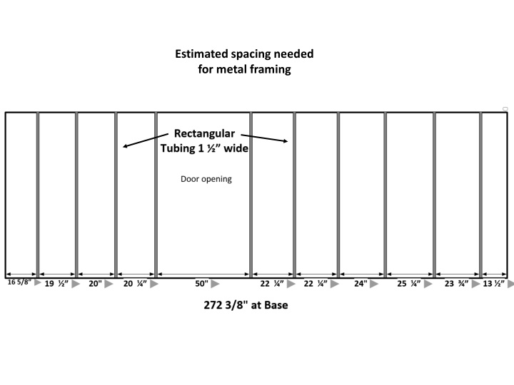 estimated spacing needed for metal framing