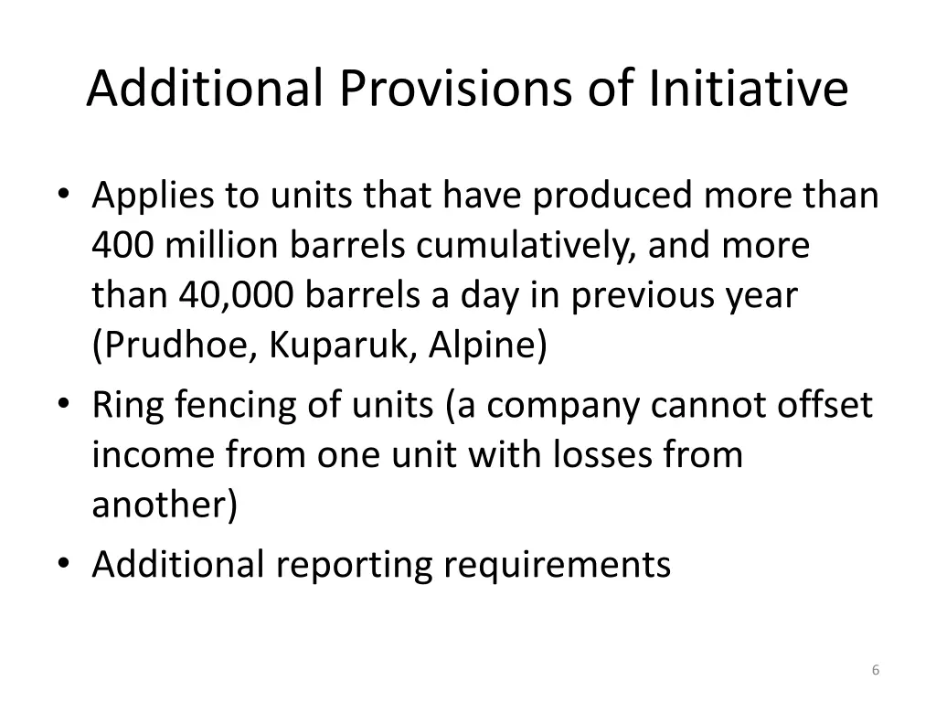 additional provisions of initiative