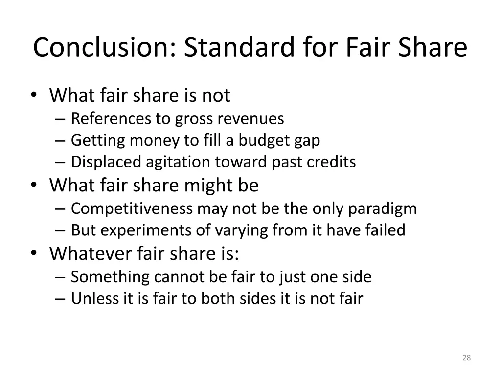 conclusion standard for fair share