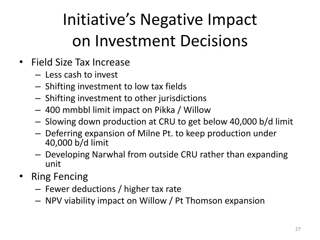 initiative s negative impact on investment