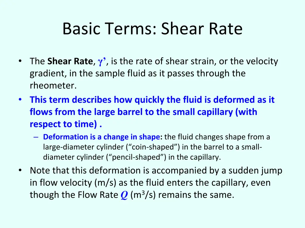 basic terms shear rate