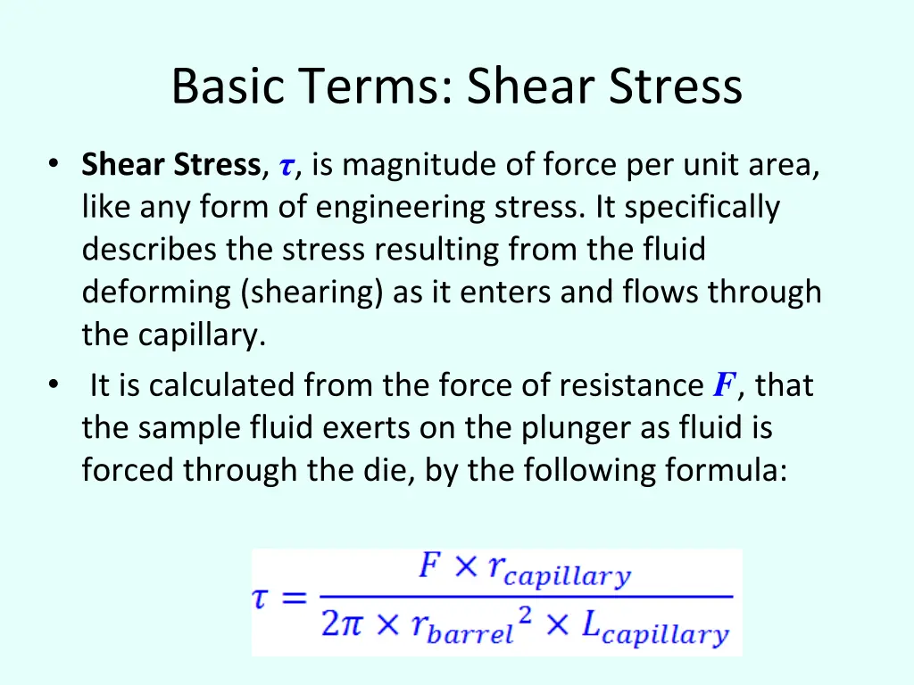 basic terms shear stress