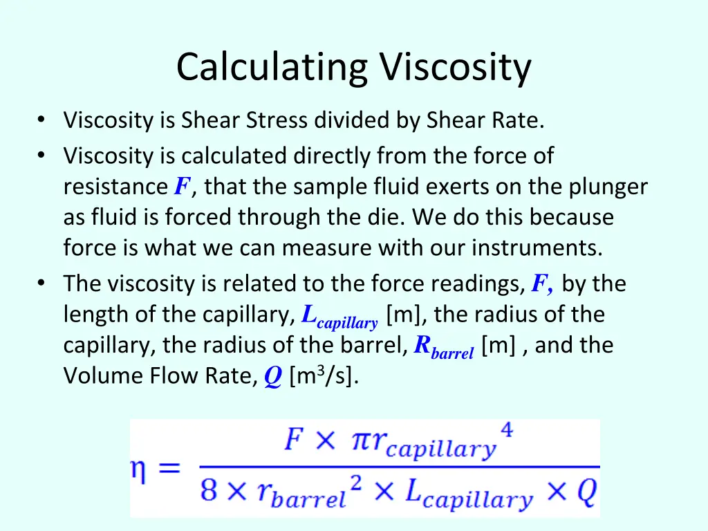 calculating viscosity