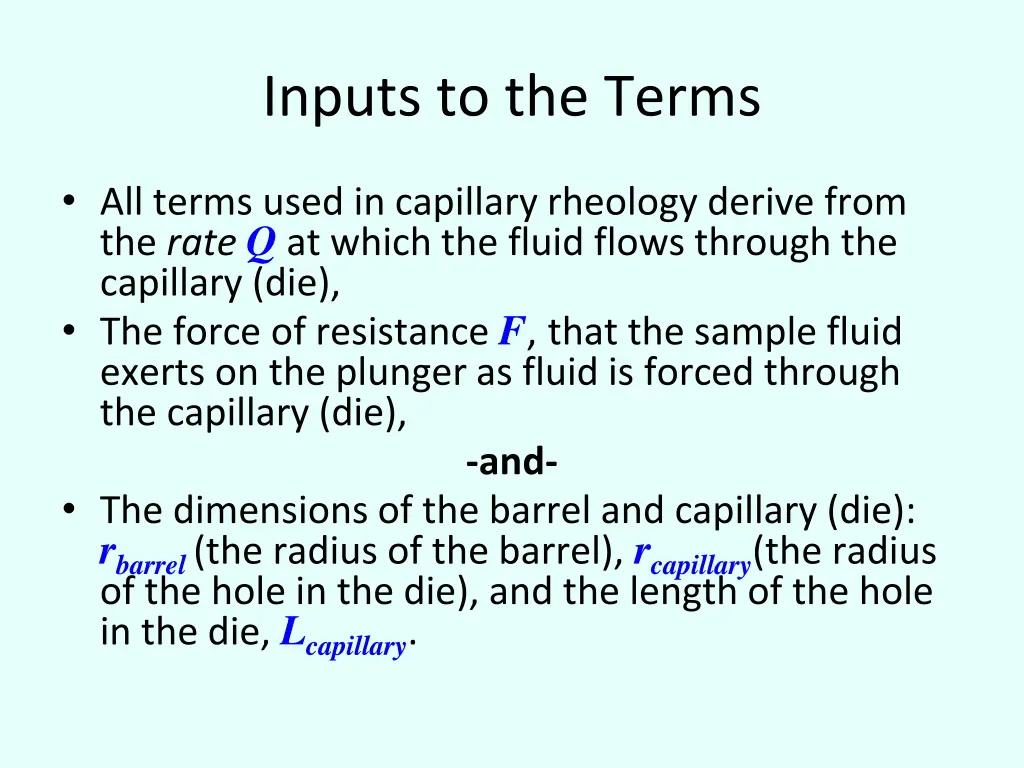 inputs to the terms