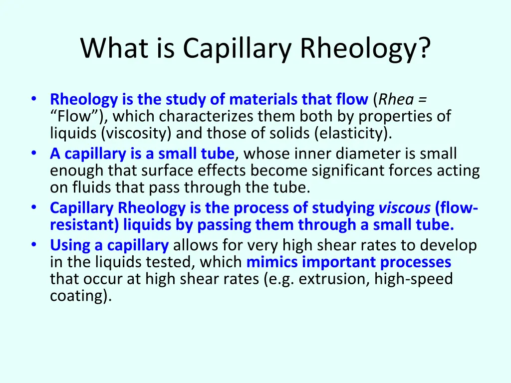 what is capillary rheology