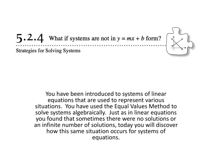 you have been introduced to systems of linear