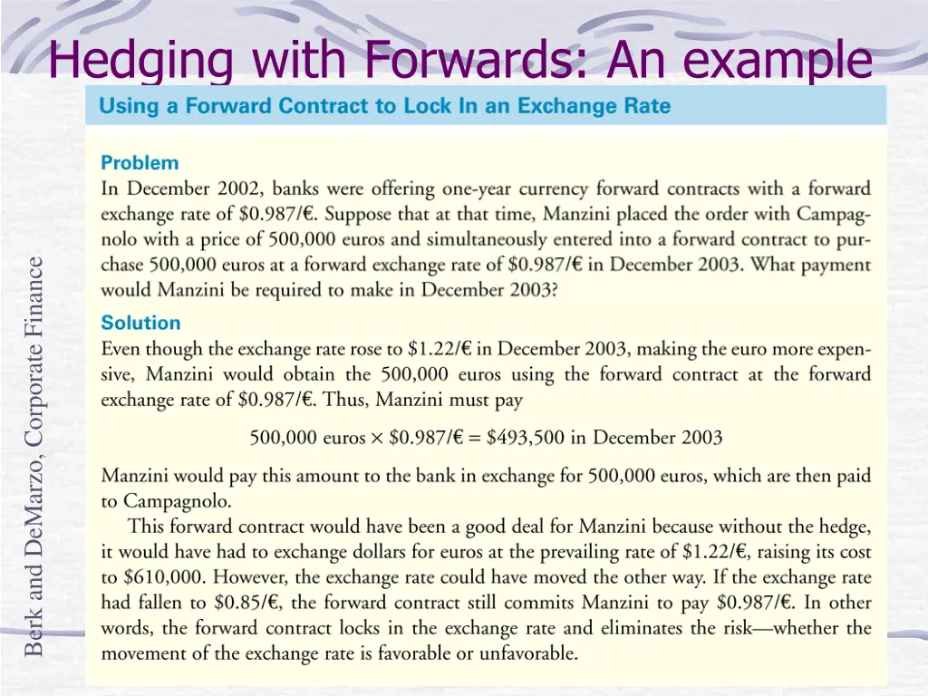 hedging with forwards an example