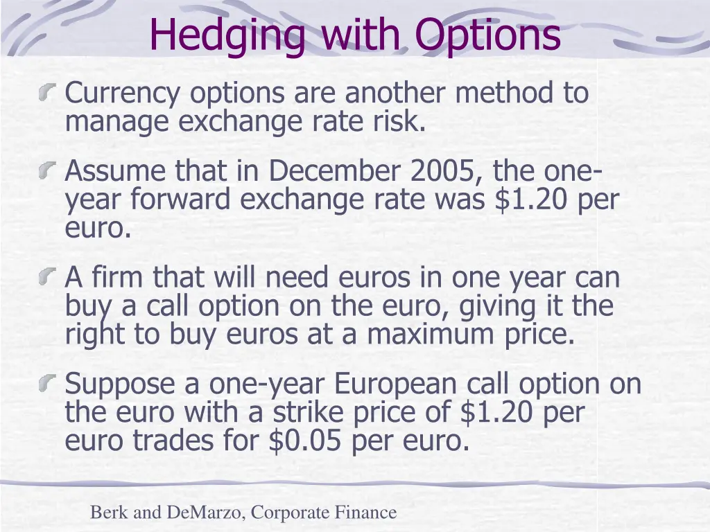 hedging with options currency options are another