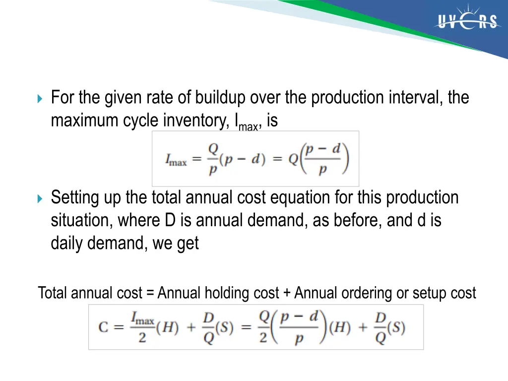 for the given rate of buildup over the production