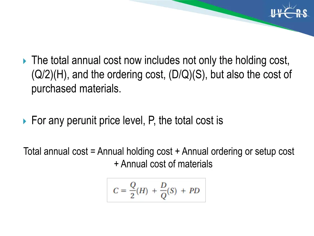 the total annual cost now includes not only