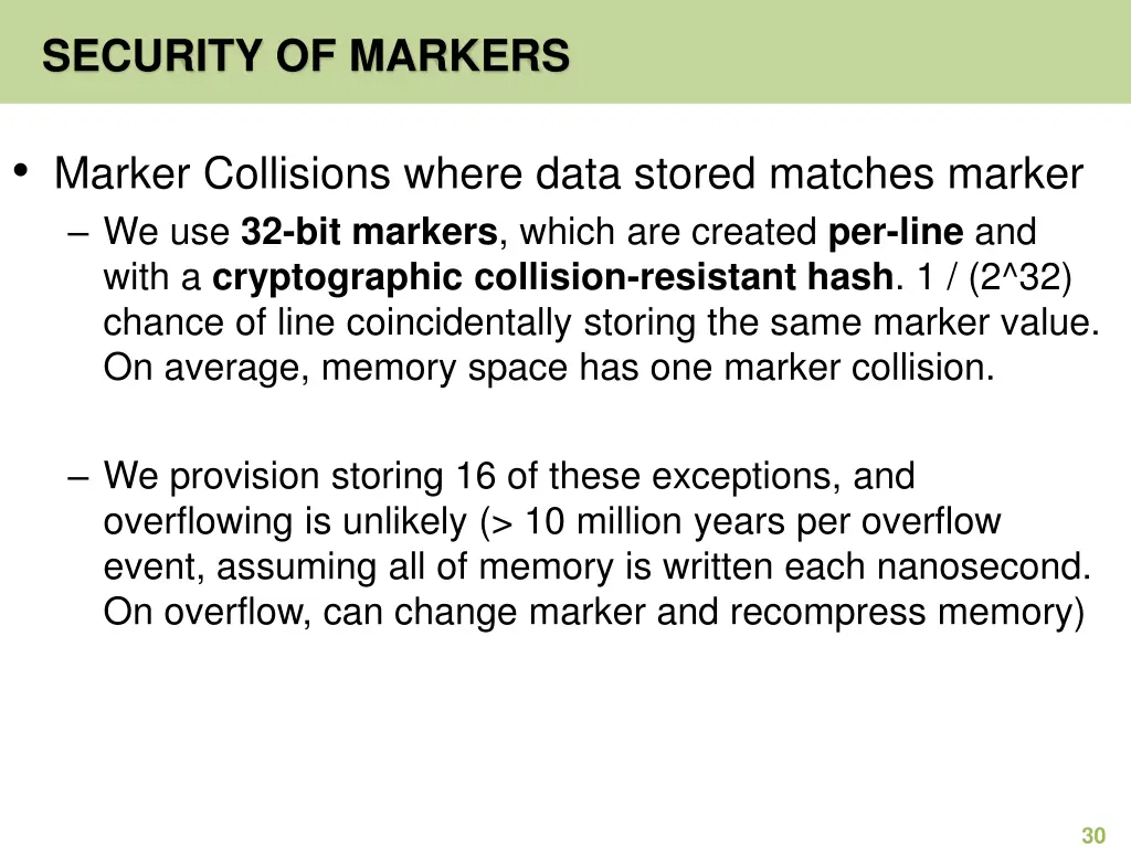 security of markers