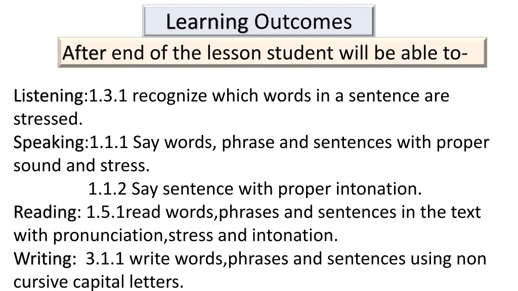 learning outcomes