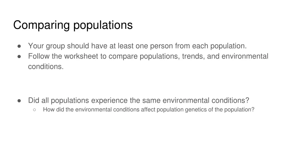 comparing populations