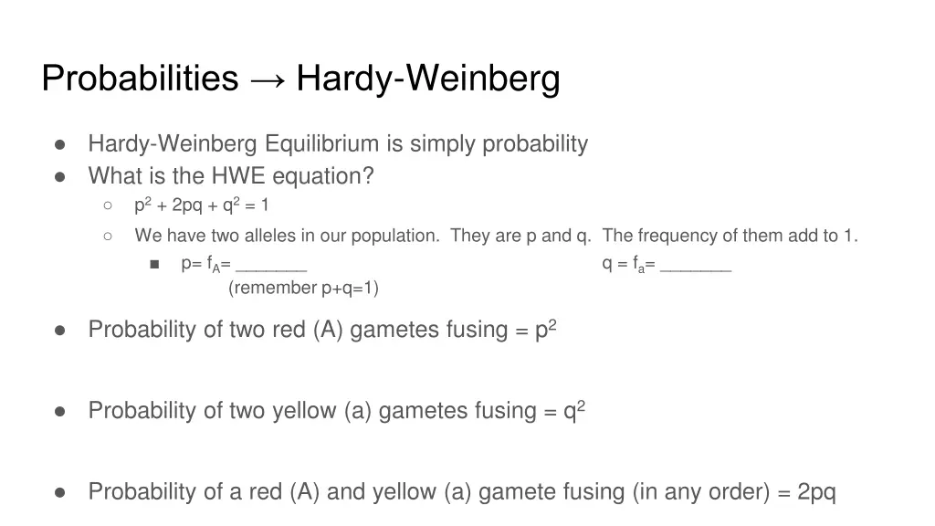 probabilities hardy weinberg