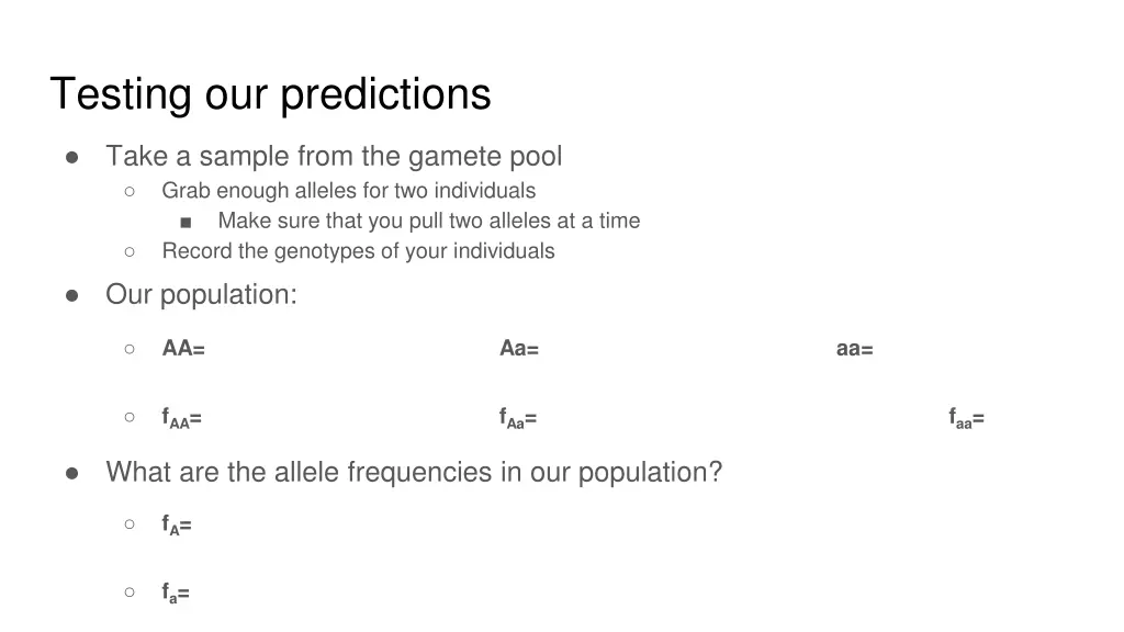 testing our predictions