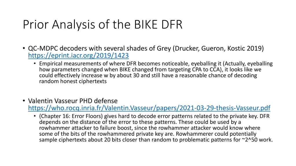 prior analysis of the bike dfr