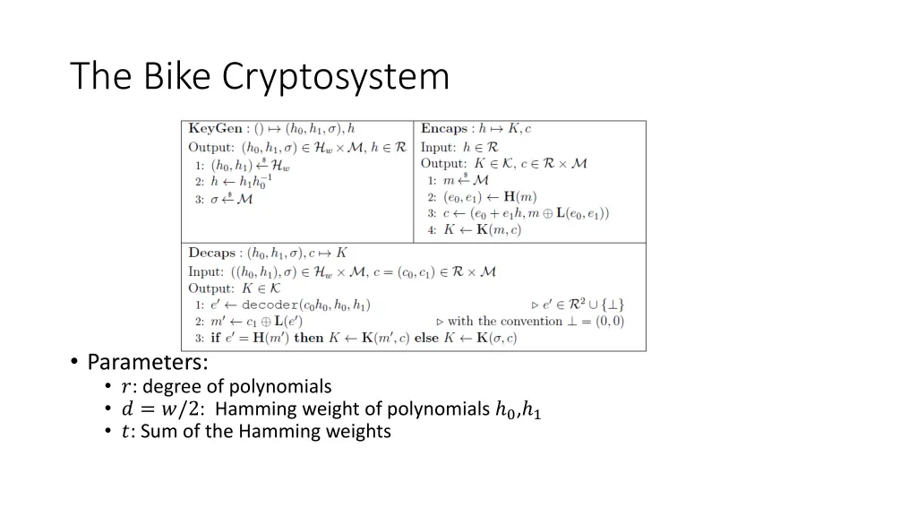 the bike cryptosystem