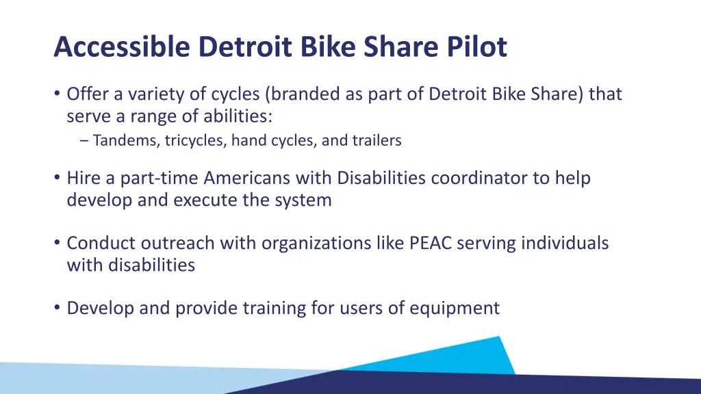 accessible detroit bike share pilot