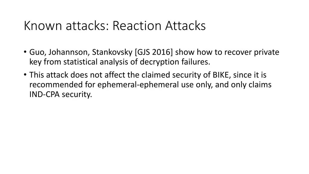 known attacks reaction attacks