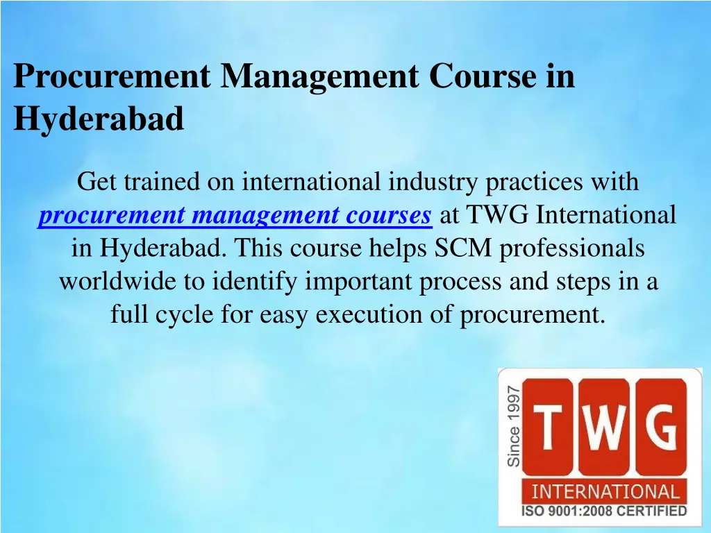 procurement management course in hyderabad