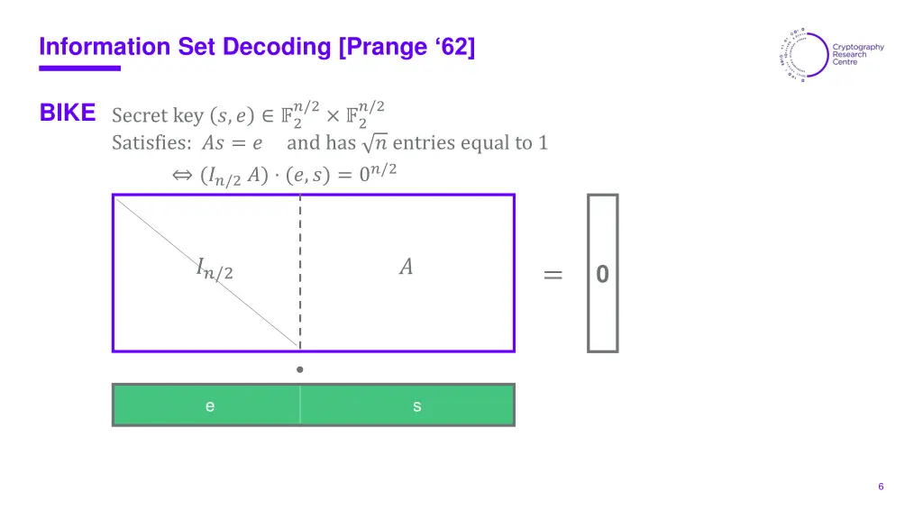 information set decoding prange 62