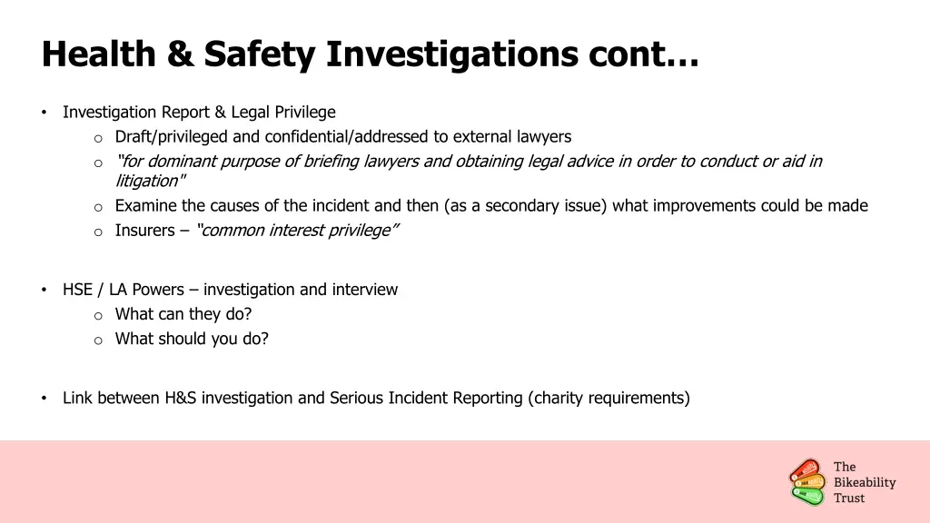 health safety investigations cont