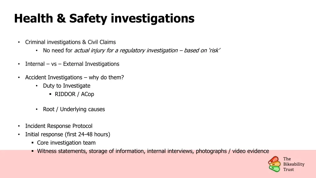 health safety investigations