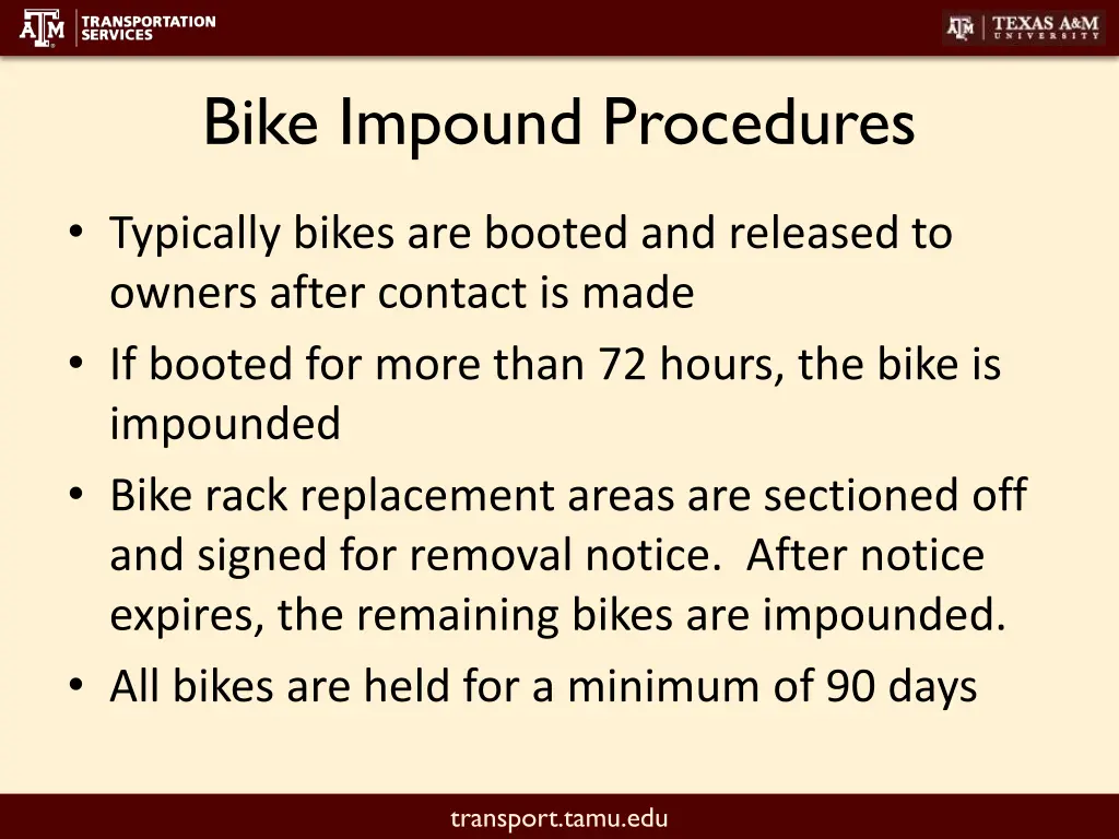 bike impound procedures