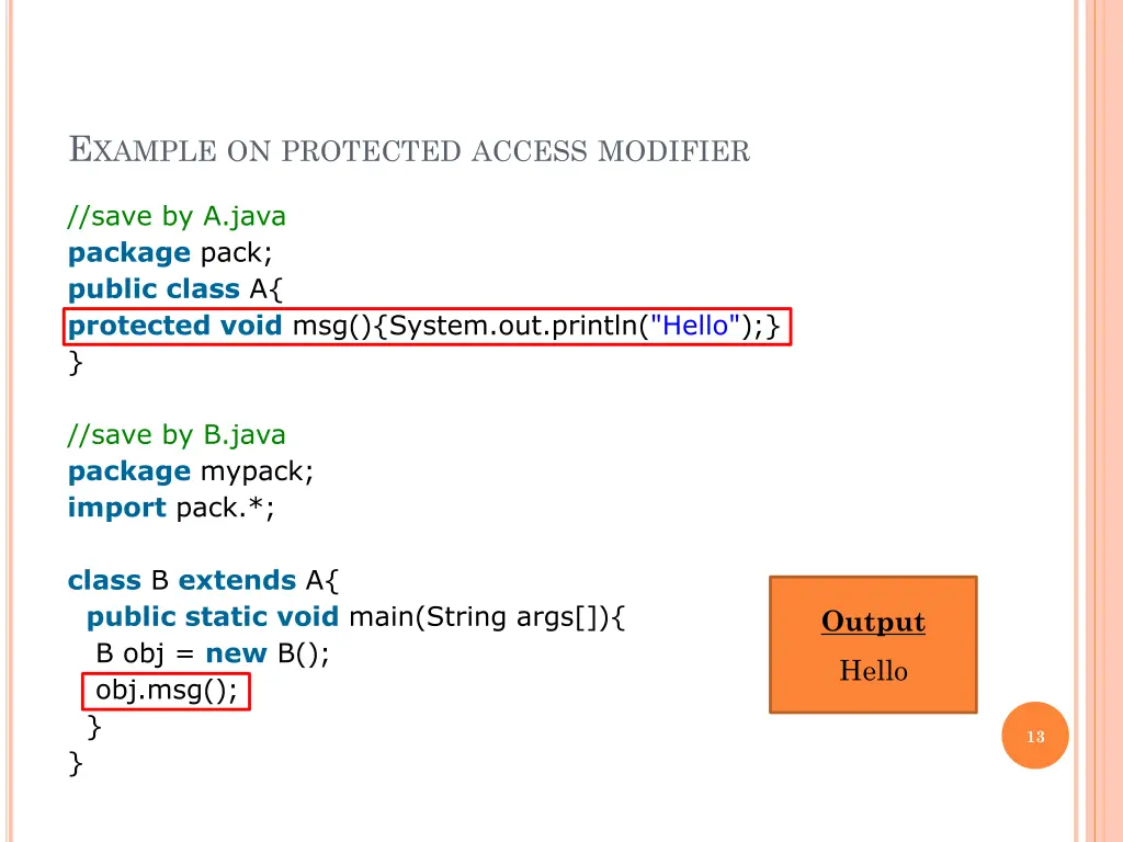 e xample on protected access modifier