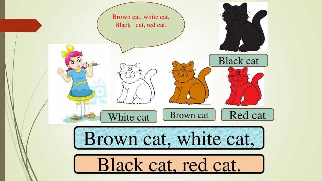 brown cat white cat black cat red cat