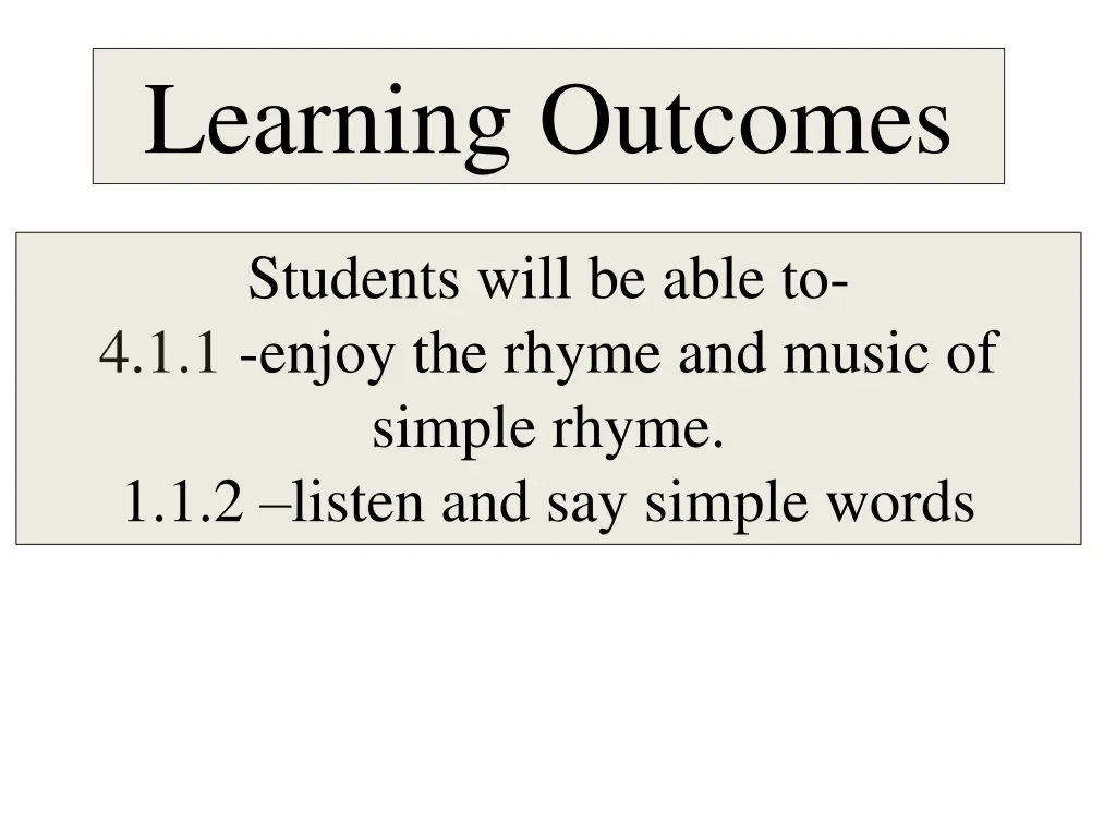 learning outcomes