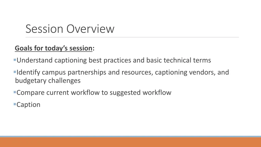 session overview