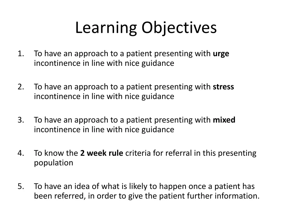 learning objectives