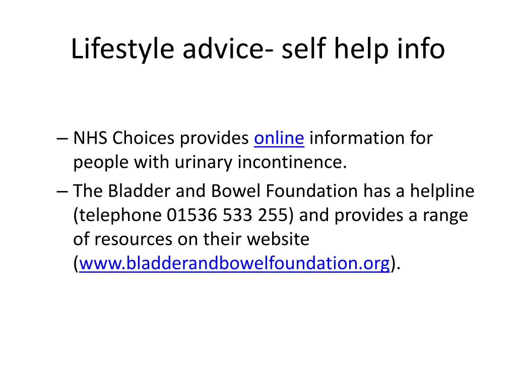 lifestyle advice self help info