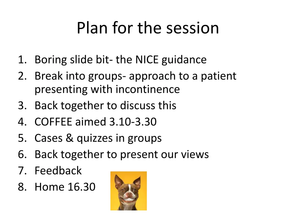 plan for the session