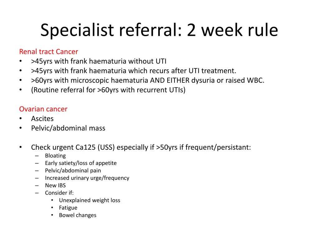 specialist referral 2 week rule