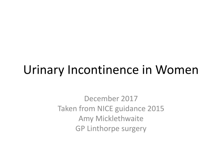 urinary incontinence in women